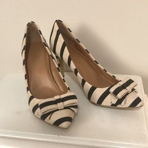 JCrew preppy striped bow pump